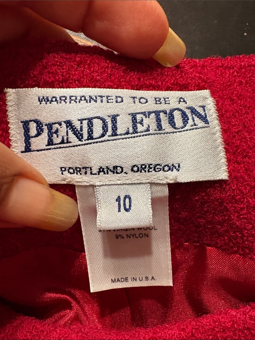 Pendleton Red Wool Blend Boxy Blazer with Decorative Brooch - Picture 8 of 9